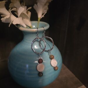 Handmade Earringa ilver and Brown Dangle Earrings